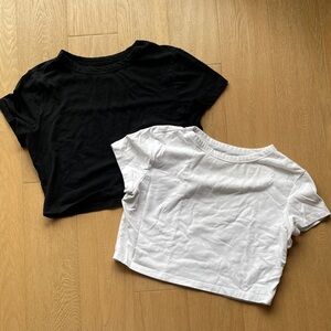 Black and White cropped baby tee shirts